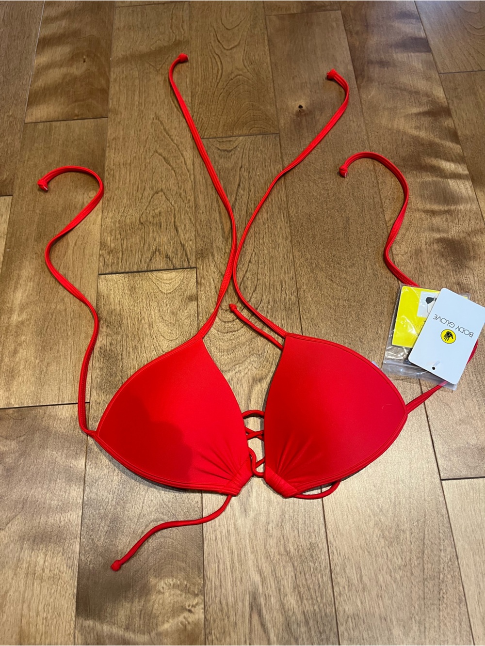 Body Glove Red Lace-Up Triangle Bikini Top with Adjustable Ties